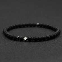 diffone 4mm Natural Stone Bracelet Men Hematite Cross Rice Bead Boyfriend Gift Men's Bracelet Yoga Jewelry - Black - View 1