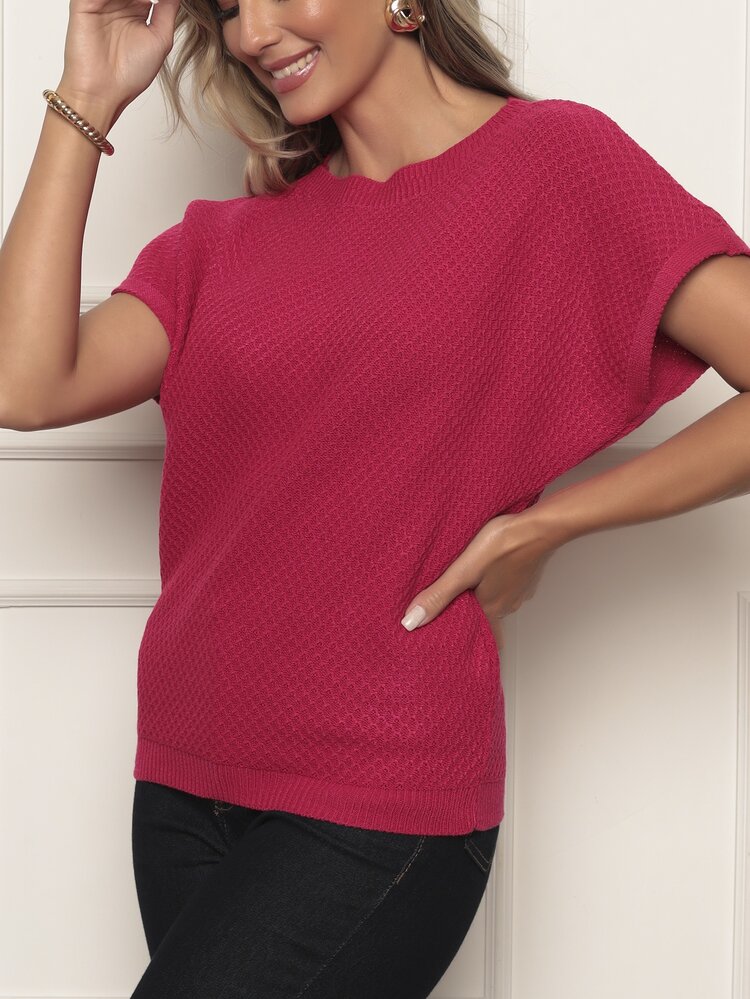 Women Knit Tops - Màu Hoa hồng đỏ - Xem 4