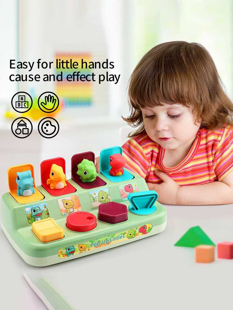 1 pieza Juguete educativo interactivo desplegable para bebés - Juguete educativo de clasificación de color y animal para bebés e infantes - Juguete de juego de rompecabezas de desarrollo para niños y niñas, regalo de cumpleaños de 18+ meses - Albaricoque - Añade 4