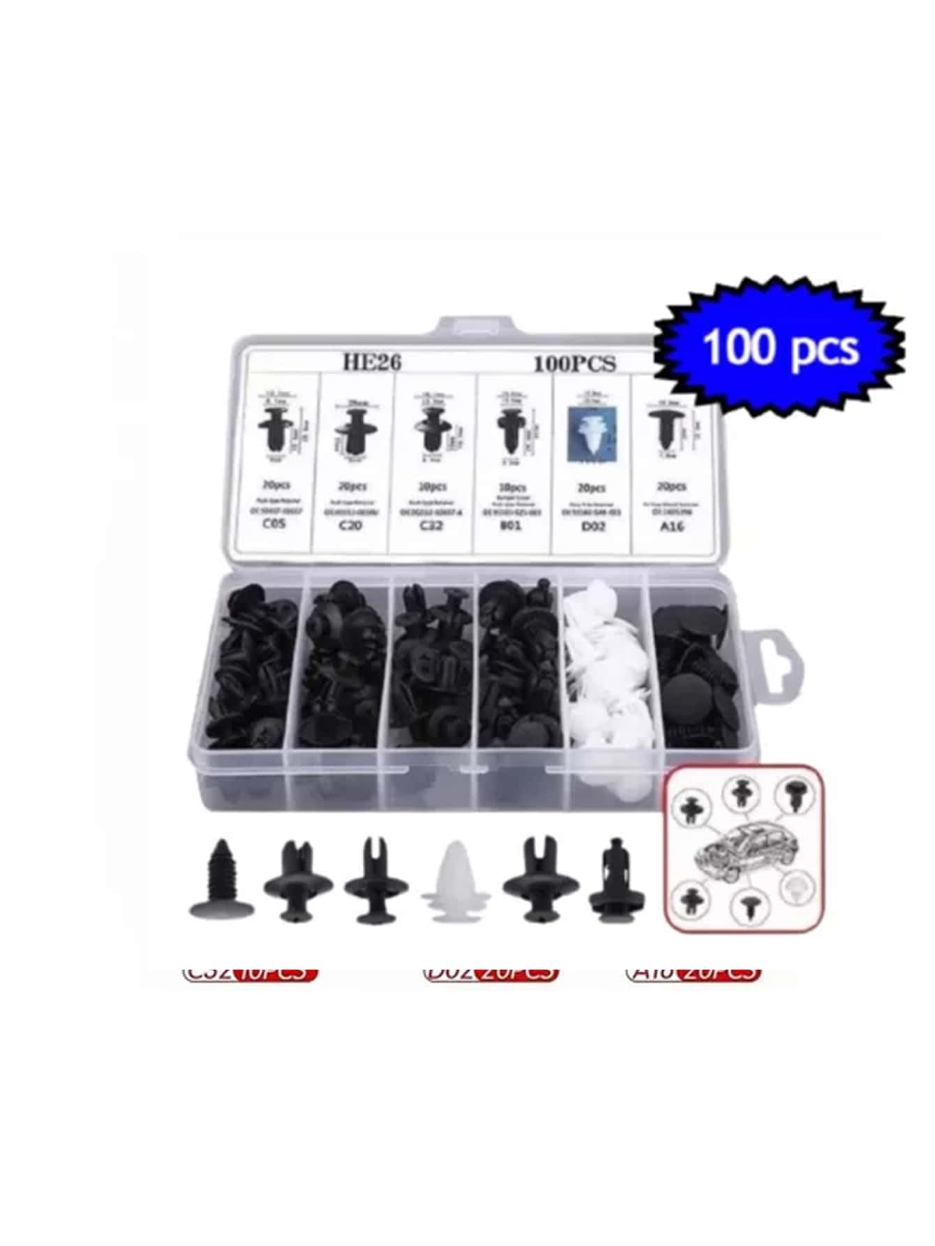 Staple Universal Automotive Kit Assortment Case 100 Pcs. Vmingo - Black - View 1