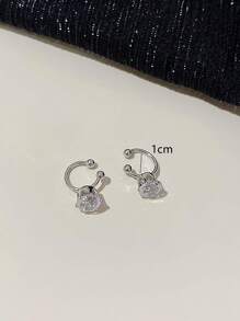 2入組時尚不附帶穿孔女士耳環假穿孔方晶鋯石耳朵夾首飾類禮物適合女孩 - 銀色 - 查看 2