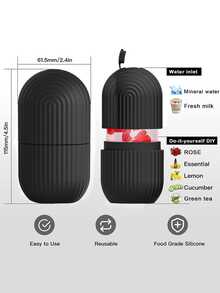 Ice Roller for Face and Eye, 1pc Silicone Cooling Ice Mold Face Beauty Massage Shrink Pores Upgrade Mold for Face Neck and Eye - Black - View 4