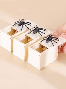 1個木質蜘蛛惡作劇盒,有趣的蜘蛛跳盒,聖誕禮物盒驚喜玩具和惡作劇實用笑話套件,男孩和女孩的完美禮物 - 杏色 - 查看 6
