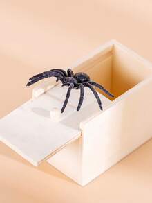 1個木質蜘蛛惡作劇盒,有趣的蜘蛛跳盒,聖誕禮物盒驚喜玩具和惡作劇實用笑話套件,男孩和女孩的完美禮物 - 杏色 - 查看 5