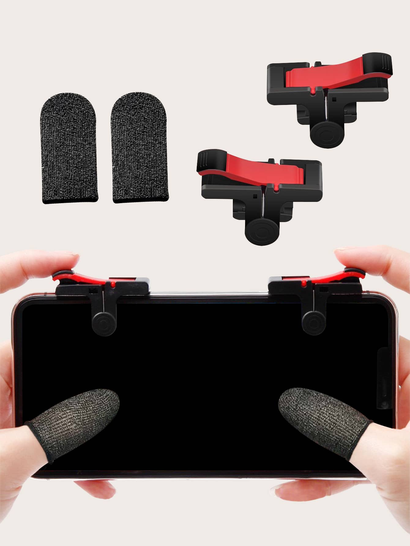 2pcs Mobile Game Controller, Assist Shooting Gamepad - Black - View 1