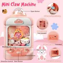 1pc Mini Clip Doll Machine The Perfect Gift For Kids Of All Ages, Improve Your Child's Hands-On Ability With Fun Claw Machine Educational Toy, Small Household Toy Vending Machine Candy Machine For Birthday Christmas Gift (Batteries Not Included) - Pink - View 2