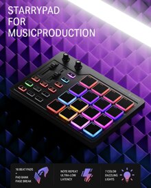 Donner MIDI Controller for Beginners DJ Equipment Music Producers MIDI Pad Beat Maker Portable with 16 Beat Pads 2 Assignable Fader Knobs Music Production Software Included USB MIDI Pad Controller DPD-16 - 黑色 - 查看 3