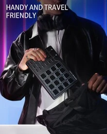 Donner MIDI Controller for Beginners DJ Equipment Music Producers MIDI Pad Beat Maker Portable with 16 Beat Pads 2 Assignable Fader Knobs Music Production Software Included USB MIDI Pad Controller DPD-16 - 黑色 - 查看 5