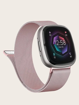 1pc Unisex Stainless Steel Mesh Magnetic Watch Band, Breathable Watch Strap Compatible With Fitbit Versa 4/Versa 3/Sense2/Sense As A Gift For Students Returning To School