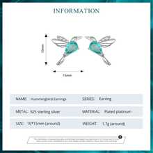 bamoer Mạ Xác Thực Nữ Bạc 925 Xanh Bạc Hà Chim Ruồi Bông Tai Nữ Mở Đường Thiết Lập CZ Mỹ Món Quà Trang Sức - Bạc - Xem 8