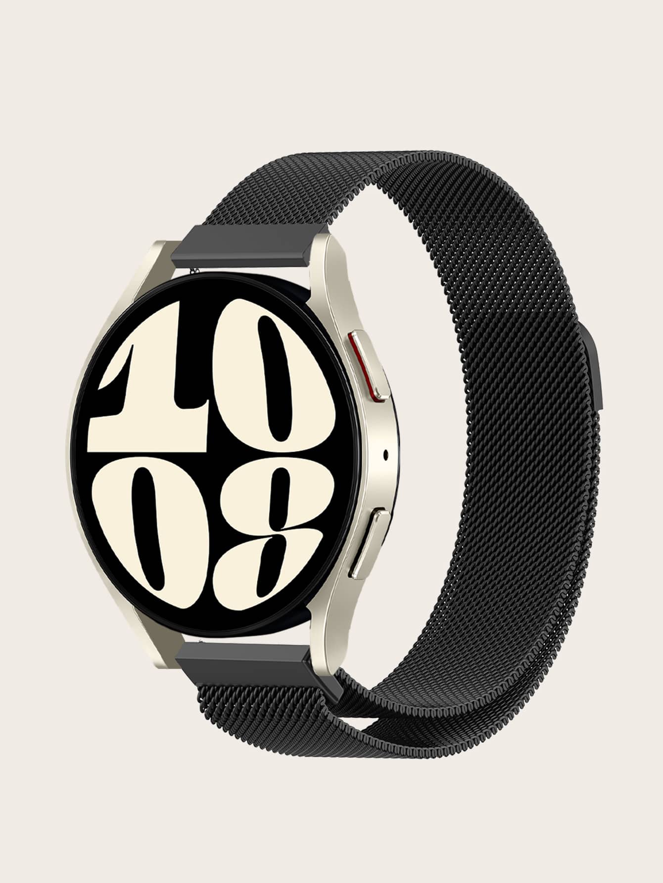 1入黑色不鏽鋼米蘭磁環錶帶,兼容三星galaxy Watch 6/5/4 - 黑色 - 查看 1