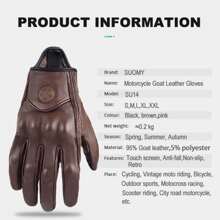 Suomy Motorcycle Leather Gloves Summer Breathable  Gloves Retro Full Finger Cycling Gloves