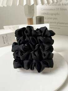 5入組黑色緞面髮圈,簡約風格適用於馬尾、捆髮和發飾