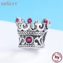 MISEFF MISEFF 1 Pc Sterling Silver Princess Crown Charm Luxury Pendant Elegant For Bracelet Necklace Chains DIY Decoration Jewelry Gift