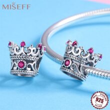 MISEFF MISEFF 1 Pc Sterling Silver Princess Crown Charm Luxury Pendant Elegant For Bracelet Necklace Chains DIY Decoration Jewelry Gift