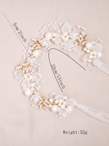 1pc Ladies' Mori Style Crystal & Faux Pearl & Flower Decor Hairband With Gold-Colored Rim For Wedding Or Party Elegant