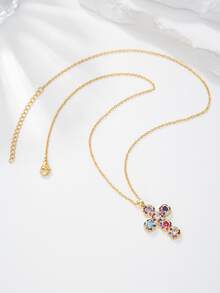 1個時尚鑲鑽吊墜項鍊,女性精品禮物 - 彩色 - 查看 2