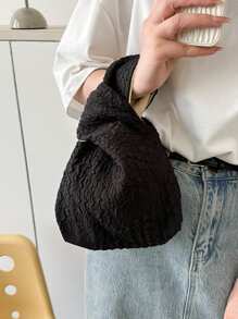 Handbag Printed Simple Grapefruit Set Knot Handheld Bag Mobile Phone Key Wrist Bag Women's Storage Bag - Black - View 1