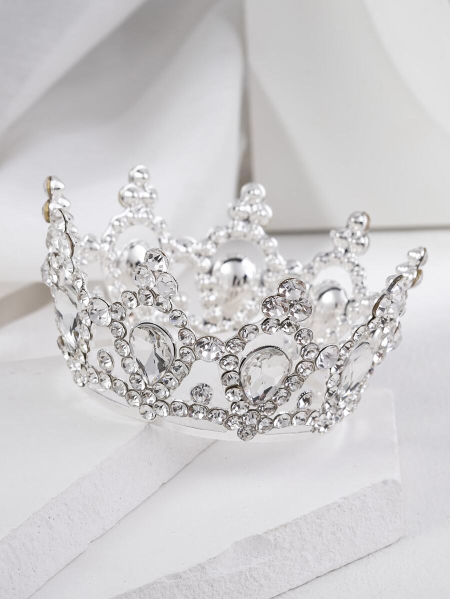 Decoración feliz de cumpleaños con diamante de imitación corona - Plateado - Ver 1