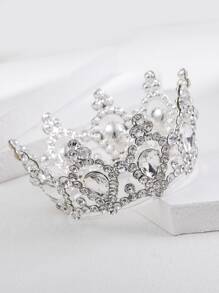 Decoración feliz de cumpleaños con diamante de imitación corona - Plateado - Ver 2