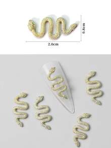 5 Piezas Decoración De Uñas Con Diseño De Serpiente Metálica - Dorado - Ver 2