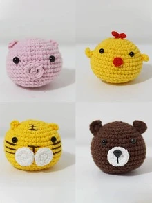 1set/8pcs Handmade Crochet Knitting Kit Pendant Dolls DIY Beginner Material Cute Animals Panda Rabbit Lion Penguin Pig Chick Tiger Bear - Multicolor - View 8