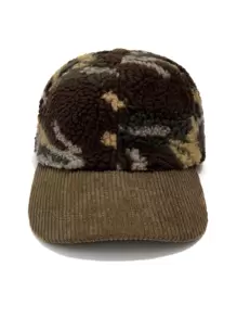1pc Men's Multicolor Camo Corduroy & Shearling Patchwork Fashion Street Style Baseball Cap, Suitable For Daily Use - Multicolor - View 1