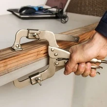 具旋轉墊的鎖緊型調節式焊接C型夾，9-14英寸重型滑動臂鎖定鉗 - 銀色 - 查看 5