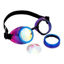 SHCKE Kaleidoscope Rave Glasses Rainbow Crystal Lenses Steampunk Goggles Rave Goggles Festival Goggles - Blue - View 7