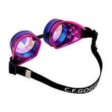 SHCKE Kaleidoscope Rave Glasses Rainbow Crystal Lenses Steampunk Goggles Rave Goggles Festival Goggles - Blue - View 8