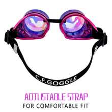 SHCKE Kaleidoscope Rave Glasses Rainbow Crystal Lenses Steampunk Goggles Rave Goggles Festival Goggles - Blue - View 2