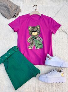 Women T-Shirts - 玫紅色 - 查看 3