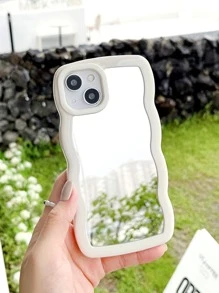 亚克力波浪镜面手机壳适用于 17 Pro Max/17 Pro/17 Air/17/16 Pro Max/16/16 Pro/16 Plus/15/15 Pro/15 Pro Max/11/12/13/14 Pro Max/XS/XR/11 Pro/11 Pro Max/12 Pro/12 Pro Max/13 Pro/13 Pro Max/7 Plus/14 Pro/14 Pro Max/14 Plus/7 Plus/8 Plus/8/SE2，厚实防震硬壳 - 白色 - 查看 7