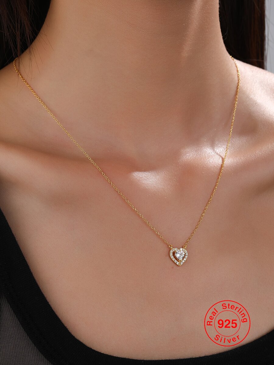 Collier Cœur Lettre Or 14K - Zircone Cubique - Personnalisable - Cadeau Femme - 45+5 Cm