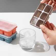 3pcs 6-grid Silicone Ice Cube Tray With Lid, Easy-release Square Ice Cube Maker For Homemade Ice, Freezing Food - Multicolor - View 3