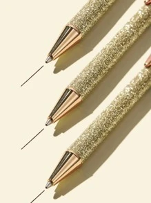 Golden Glitter Ballpoint Pen - Black - View 6