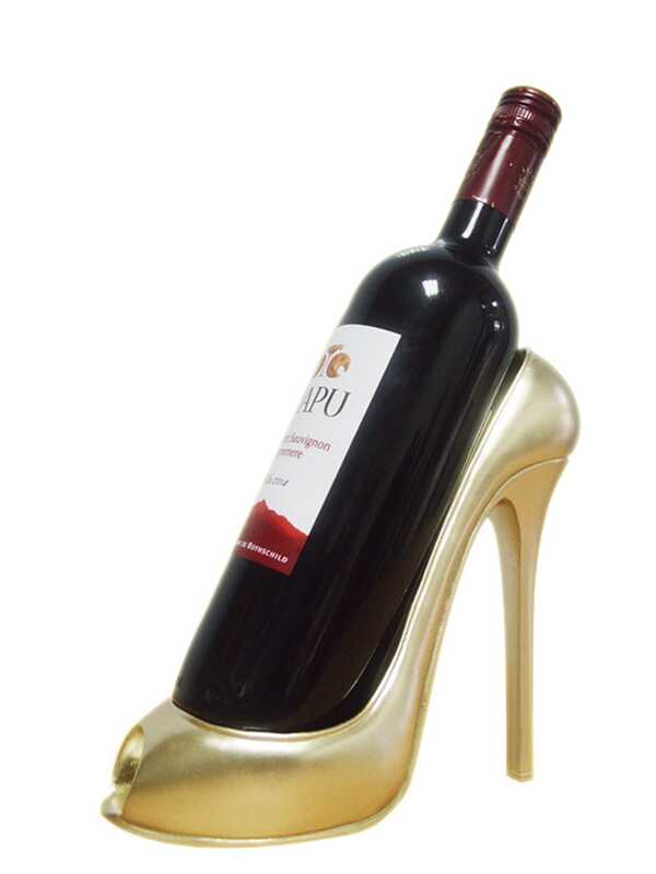 1pc Champagne-colored High Heel Shoe Shaped Wine Rack Ornament