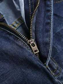 Pantalones pitillo, vaqueros, ripped jeans de denim elástico para hombre - Azul lavado oscuro - Ver 6