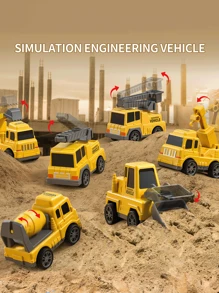 Temi建築卡車玩具車-3-5歲幼童-7合1摩擦動力車-3 4 5 6歲男孩用運輸車-3-5歲兒童用運輸卡車-3-9歲男女童用的玩具車組 - 薑色 - 查看 5