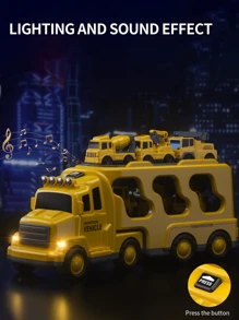 Temi建築卡車玩具車-3-5歲幼童-7合1摩擦動力車-3 4 5 6歲男孩用運輸車-3-5歲兒童用運輸卡車-3-9歲男女童用的玩具車組 - 薑色 - 查看 6