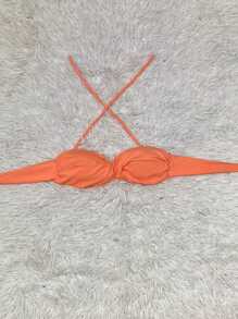 Women Bikini Tops - 珊瑚橙 - 查看 1