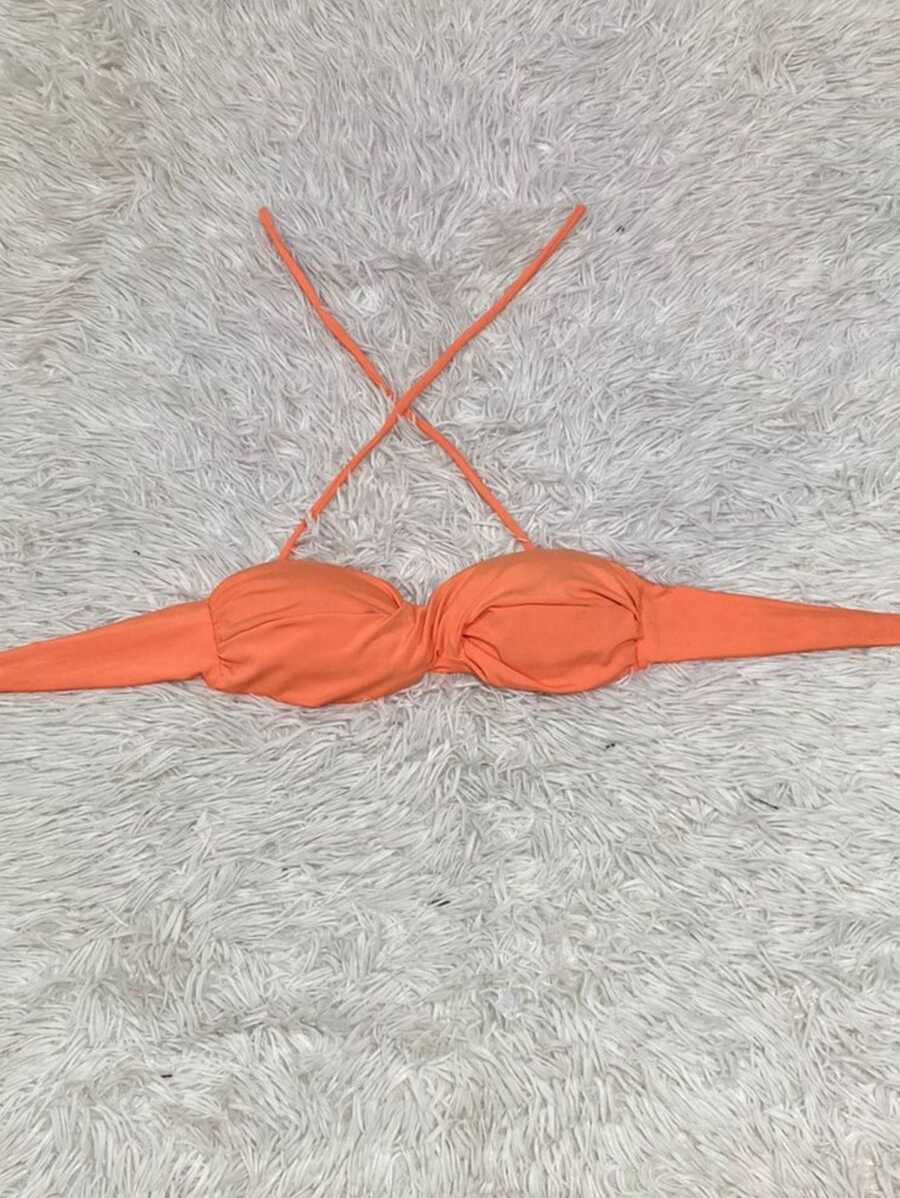 Women Bikini Tops - 珊瑚橙 - 查看 1