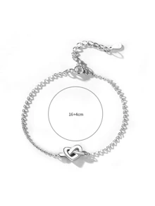 1入女性時尚極簡925純銀心形手鍊,適合日常穿著、贈禮、結婚週年、宴會等場合