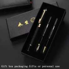 3 cái/bộ Thanh lịch Iridium Thép Bút mực , Văn phòng & 0.5mm Kim loại Bút , Hộp Quà bao bì - màu đen - Xem 1