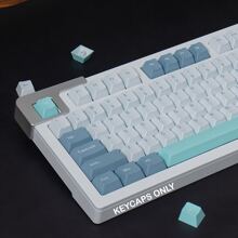 170 键 Shoko 双色注塑键帽 PBT 材质 Cherry 轮廓高度 GMK 风格键帽套装适用于 61/64/68/82/84/87/98/104/108 ANSI/ISO 布局双色注塑通用兼容性 Cherry TTC Gateron JWK Bsun MX 开关机械键盘 - 藍白色 - 查看 3