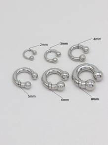 HENGKE 1pc Stainless Steel Ear Expander Big Size Steel Horseshoe Nipple Ring Bar CBR Lips Body Piercing - Silver - View 3