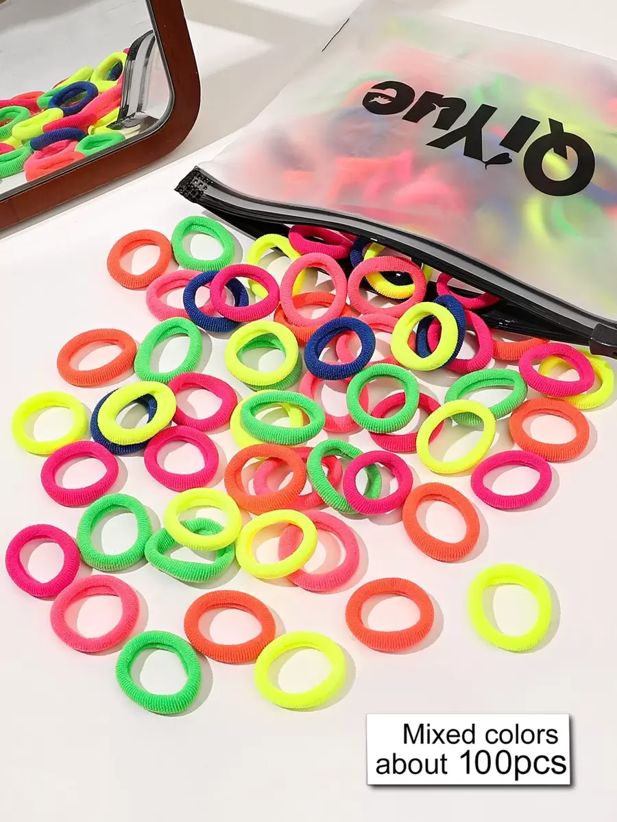 7 Stück Neon Haargummis Set | Fluoreszierende Farben | Elastische Haarbänder Für Mädchen