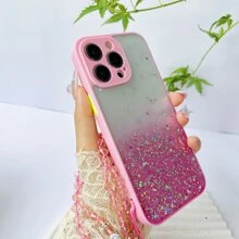 1 件閃光液體流沙 Diy 手機殼帶掛繩,兼容蘋果/安卓手機,防摔手機殼 - 粉色 - 查看 6