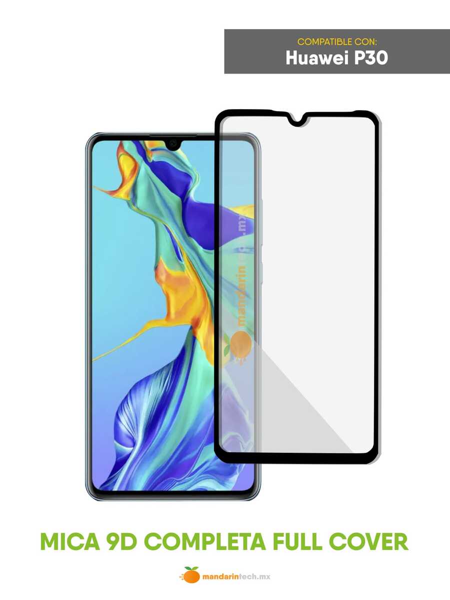 Mica Cristal Templado 9D Full Cover para Huawei P30 - Negro - Ver 1