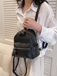 2025 Fashionable Mini Backpack, Versatile & Personalized For Travel, Students, School Supplies, School Backpack, School Bag, Backpack For School, Back To School Backpack, School Bookbag, Back To School Bags, Large Capacity, Waterproof, Lightweight, Portable, Suitable For Teen Girls Women College Students, Perfect For Back To School, First Day Of School, Middle School, High School - Black - View 7